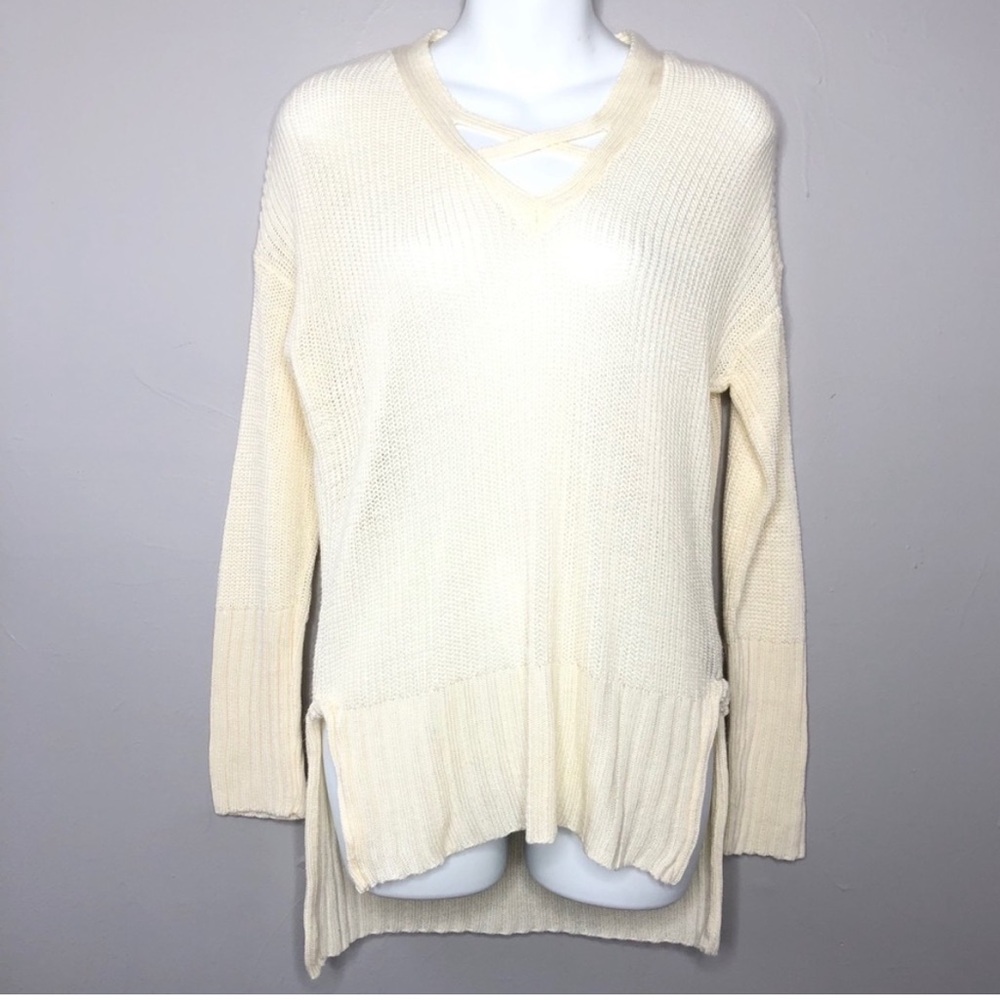 ALTAR'D STATE Cream Crisscross Front Knit Sweater Size Small